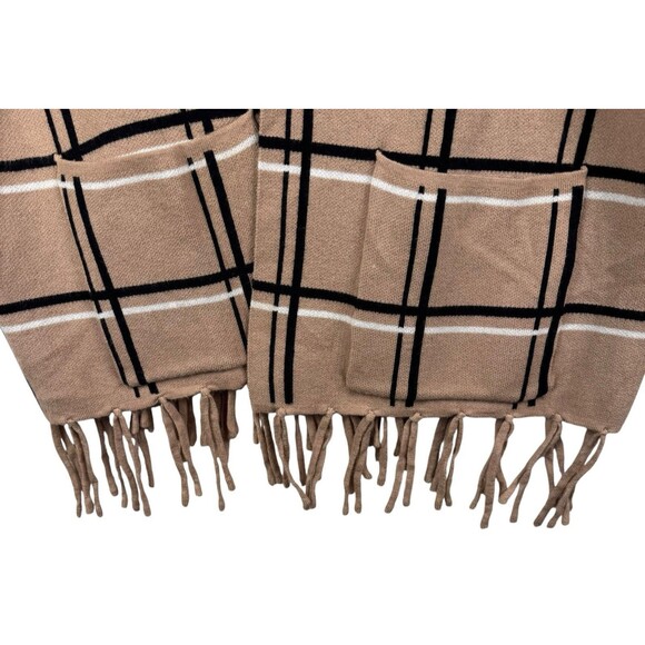 Adrienne Vittadini Women’s 1X‎ Open Cardigan Black Tan Pockets Fringe - Picture 6 of 10